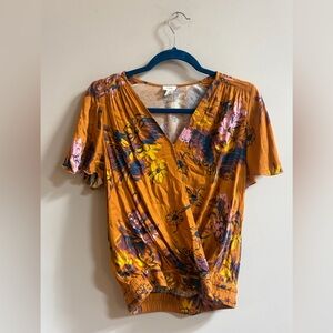 Anthropologie Tiny Floral Surplice Flowy Sleeve Cottagecore Boho Shirt Blouse